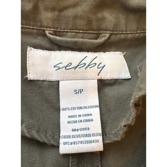 Sebby Utility Vest Olive Green Drawstring Pockets Size S - Picture 3 of 5